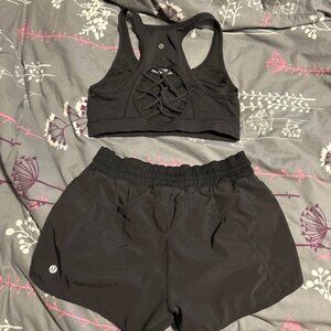 Lululemon matching set shorts and sports bra size 6